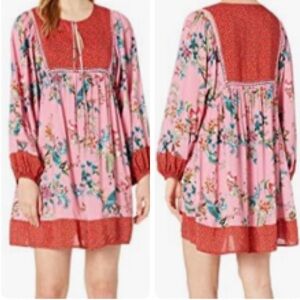 Johnny Was California Floral Long Sleeve Tunic Dress Medium Boho Flowy Femenine